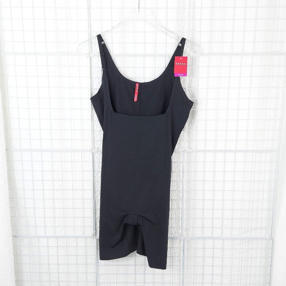Spanx Thinstincts Open-Bust Mid-Thigh Bodysuit Very Black 10021P